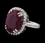 8.28 ctw Ruby and Diamond Ring - 14KT White Gold