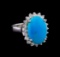 4.92 ctw Turquoise and Diamond Ring - 14KT White Gold