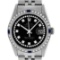 Rolex Mens SS Black String VVS Diamond And Sapphire Datejust Wristwatch
