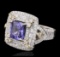 18KT Two-Tone Gold 3.20 ctw Tanzanite and Diamond Ring