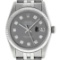 Rolex Mens 36mm Stainless Steel Dark Rhodium Diamond Datejust Wristwatch
