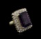 14KT Yellow Gold 16.80 ctw Amethyst and Diamond Ring