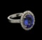 3.73 ctw Tanzanite and Diamond Ring - 14KT White Gold