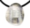 Matte Oval Pendant Leather Necklace - Rhodium Plated