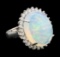 14.28 ctw Opal and Diamond Ring - 14KT White Gold