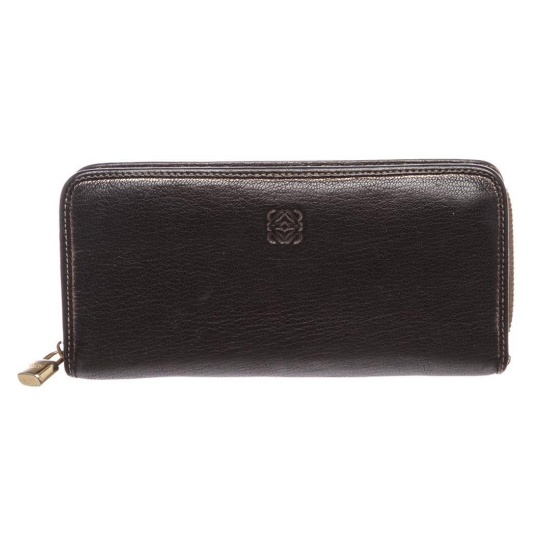 Loewe Black Leather Long Zip Wallet