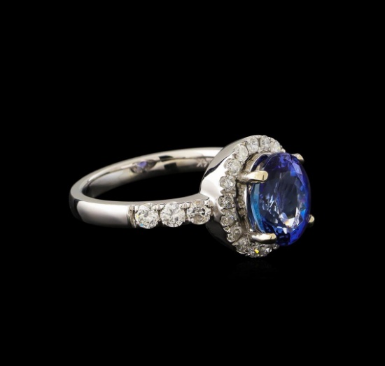 2.65 ctw Tanzanite and Diamond Ring - 14KT White Gold