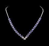 14KT White Gold 16.08 ctw Tanzanite and Diamond Necklace