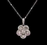 0.70 ctw Diamond Pendant With Chain - 18KT White Gold