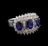 14KT White Gold 2.88 ctw Sapphire and Diamond Ring