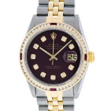Rolex Two-Tone 1.30 ctw Diamond and Ruby DateJust Men's Watch