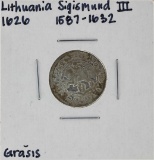 1626 Lithuania Sigismund III Grasus Silver Coin