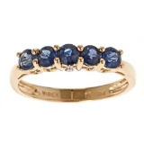 1.04 ctw Sapphire and Diamond Ring - 14KT Yellow Gold