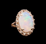 7.08 ctw Opal and Diamond Ring - 14KT Rose Gold