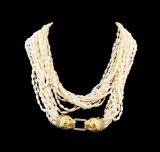 14KT Yellow Gold Pearl and Diamond Necklace