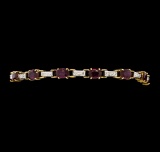 8.50 ctw Ruby and Diamond Bracelet - 14KT Yellow and White Gold