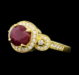 2.48 ctw Ruby And Diamond Ring - 18KT Yellow Gold