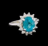 3.15 ctw Apatite and Diamond Ring - 14KT White Gold