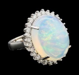 14.28 ctw Opal and Diamond Ring - 14KT White Gold