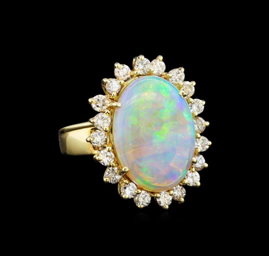 14KT Yellow Gold 6.16 ctw Opal and Diamond Ring