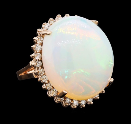 23.03 ctw Opal and Diamond Ring - 14KT Rose Gold