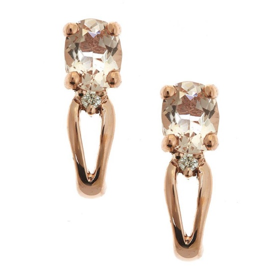 0.66 ctw Morganite and Diamond Earrings - 14KT Rose Gold