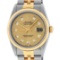 Rolex Mens 18K Two Tone Champagne Diamond Datejust Quickset Wristwatch 16233