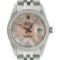 Mens Rolex Stainless Steel Pink MOP Baguette Diamond Datejust Wristwatch