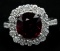 5.30 Carat Cushion Cut Rhodolite Anniversary Diamond Wedding Ring in 14k White G