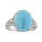 4.67 ctw Turquoise and Diamond Ring - 14KT White Gold
