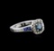 1.23 ctw Fancy Blue Diamond and Sapphire Ring - 14KT White Gold