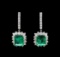 18.16 ctw Emerald and Diamond Earrings - 18KT White Gold
