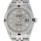 Gents Rolex Stainless Steel Slate Grey Diamond and Ruby DateJust Wristwatch