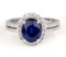 2.75 ctw Blue Sapphire and Diamond Ring - 14KT White Gold