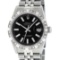 Rolex Mens Satinless Steel Black Index Pyramid Diamond Datejust Wristwatch