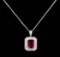 14KT Two-Tone Gold 1.53 ctw Tourmaline and Diamond Pendant With Chain