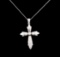 0.18 ctw Diamond Cross Pendant With Chain - 14KT White Gold