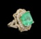 14KT Yellow Gold GIA Certified 10.21 ctw Emerald and Diamond Ring