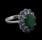 3.48 ctw Emerald, Sapphire and Diamond Ring - 14KT White Gold
