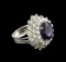 14KT White Gold 7.46 ctw Amethyst and Diamond Ring