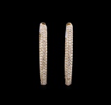 5.77 ctw Diamond Hoop Earrings - 18KT Rose Gold