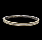 0.72 ctw Diamond Bangle Bracelet - 14KT White and Yellow Gold