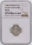 1668CB Germany 3 Kreuzer Silesia-Liegnitz-Brieg Coin NGC MS64