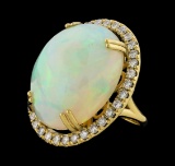 25.20 ctw Opal and Diamond Ring - 14KT Yellow Gold