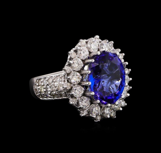 14KT White Gold 5.17 ctw Tanzanite and Diamond Ring