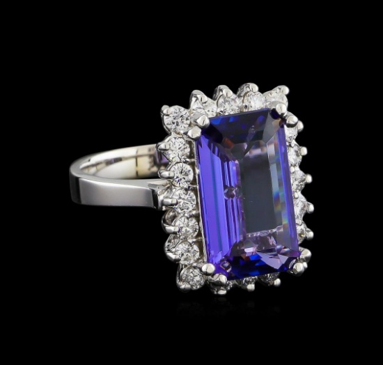 5.16 ctw Tanzanite and Diamond Ring - 14KT White Gold