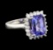 4.82 ctw Tanzanite and Diamond Ring - 14KT White Gold