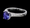 1.41 ctw Sapphire and Diamond Ring - 18KT White Gold