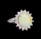 3.07 ctw Opal and Diamond Ring - 14KT White Gold