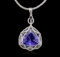 14KT White Gold 11.31 ctw GIA Certified Tanzanite and Diamond Pendant With Chain